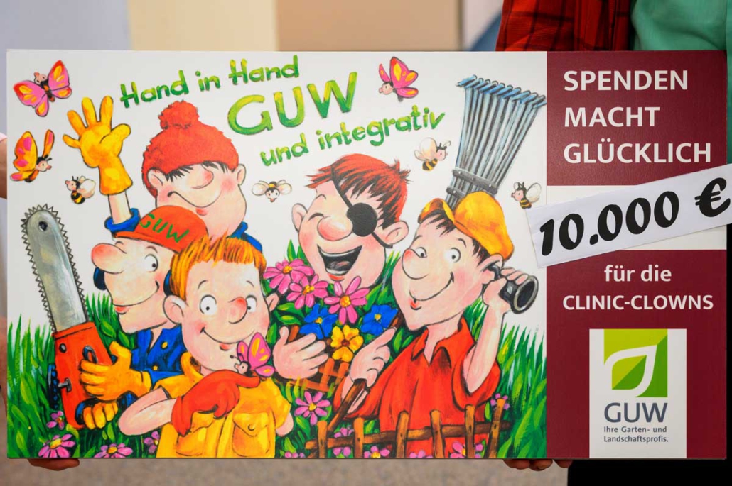 Die GUW spendet den UKM-Clinic-Clowns 10000,– €