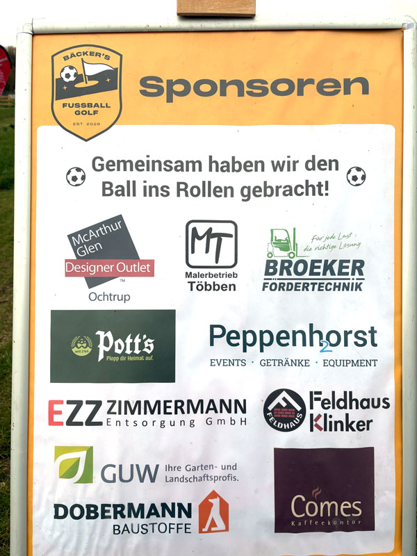 Als Sponsor einer Bahn sind wir als GUW jetzt Teil der neu eröffneten Fußballgolfanlage bei Bäcker's Erdbeer- und Spargelhof.