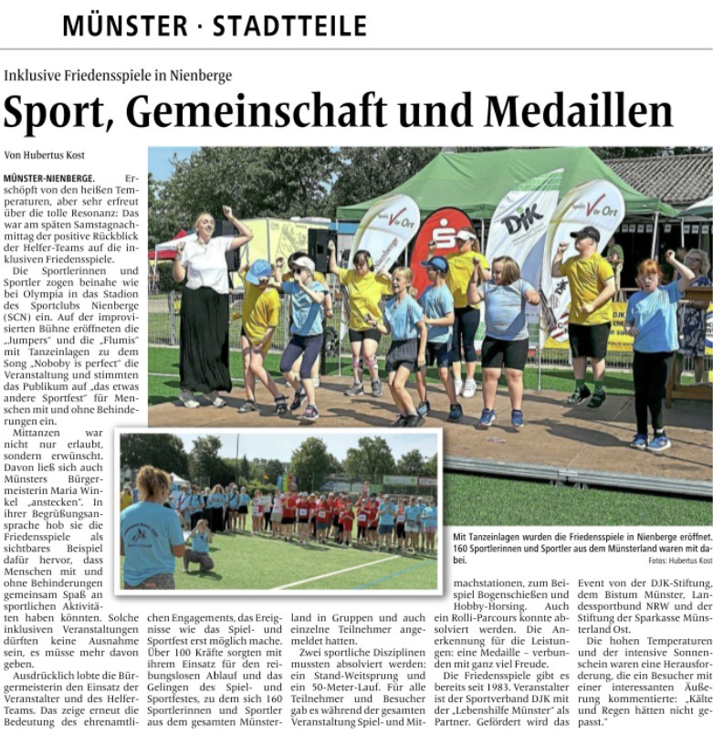 Zeitungsartikel Inklusive Friedensspiele 2026