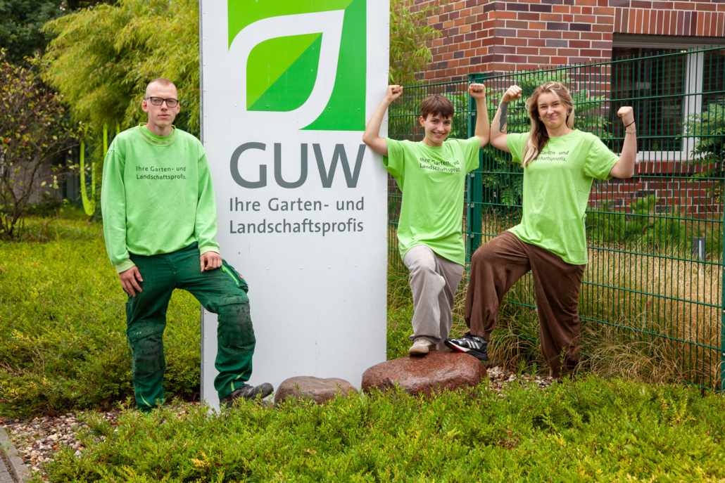Nachwuchs mit voller Power: Tristan (links), Aron (Mitte) und Alina (rechts) freuen sich auf eine spannende Zeit im Team der GUW.