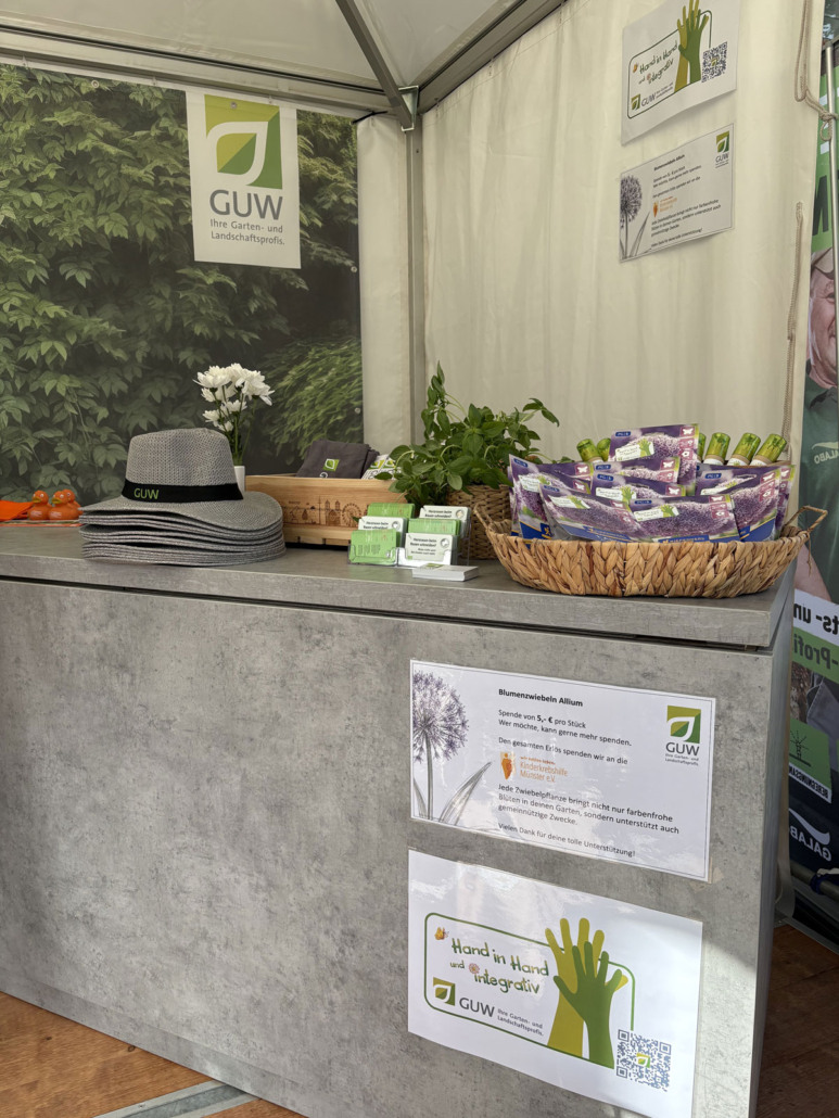 Mit unseren Allium-Blumenzwiebeln konnten die Besucherinnen und Besucher nicht nur etwas für ihren Garten, sondern gleichzeitig etwas Gutes für die Kinderkrebshilfe Münster e. V. tun.